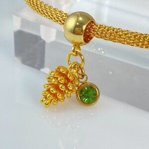 Pine Cone Charm with Birthstone
